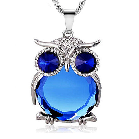 New Fashion Charms Crystal Owl Rhinestone Gem Necklace