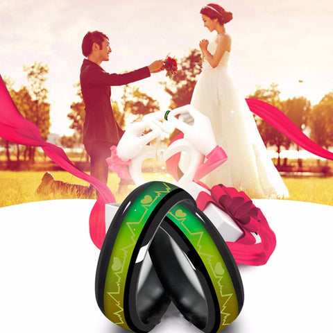 Beautiful Fashion Heartbeat Titanium Mood Rings