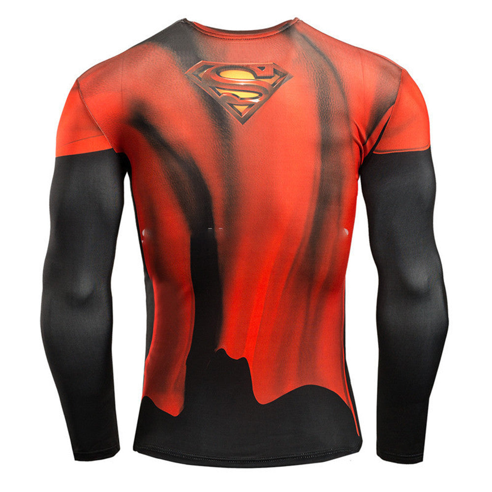 Mens t shirt compression top gym superhero avengers marvel muscle superman