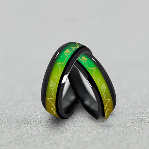 Beautiful Fashion Heartbeat Titanium Mood Rings