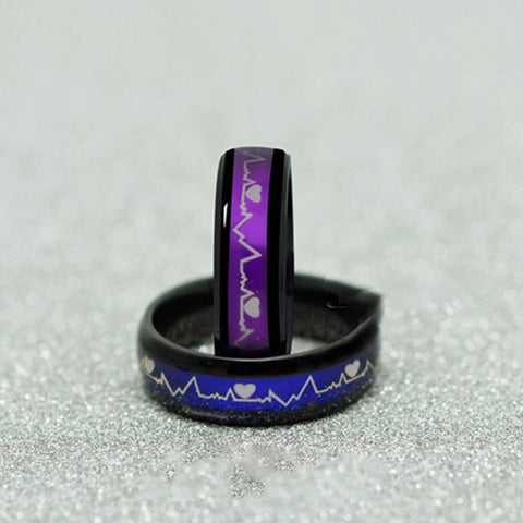 Beautiful Fashion Heartbeat Titanium Mood Rings