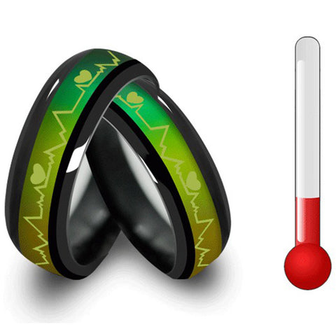 Beautiful Fashion Heartbeat Titanium Mood Rings