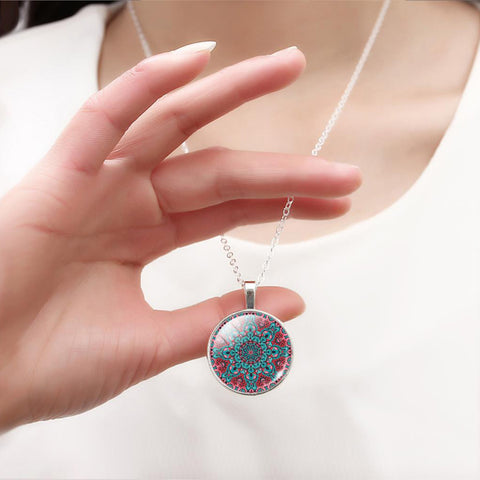 Yoga Pendant Choker Glass Necklace