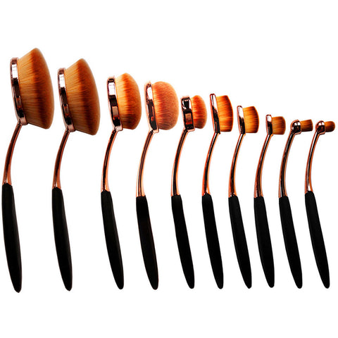 10 Pcs Professional Oval Makeup Brushes