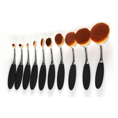 10 Pcs Professional Oval Makeup Brushes